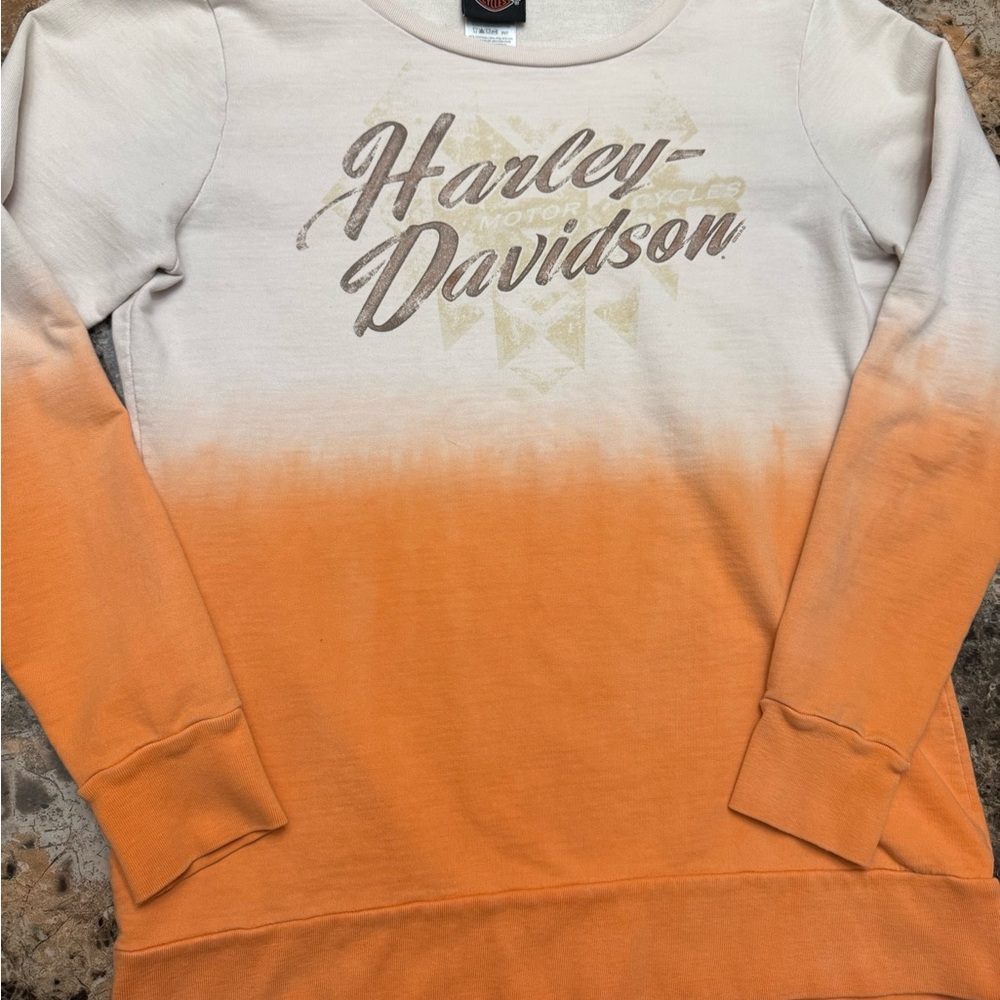 Harley-Davidson White and Orange Gradient Sweatshirt